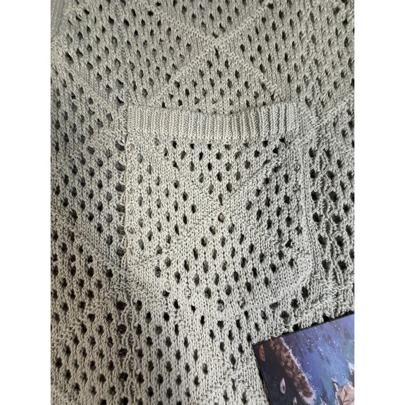 Massive Luxury Mens Large Sage Green Knit Polo Short Sleeve Pocket NYC - Picture 5 of 9